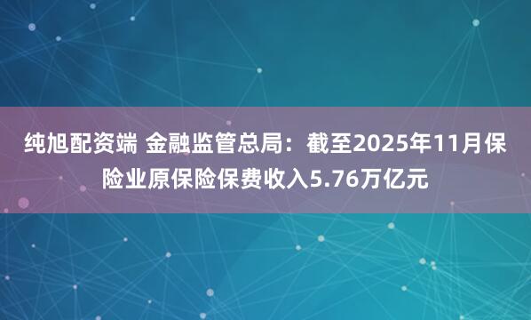纯旭配资端 金融监管总局：截至2025年11月保险业原保险保费收入5.76万亿元